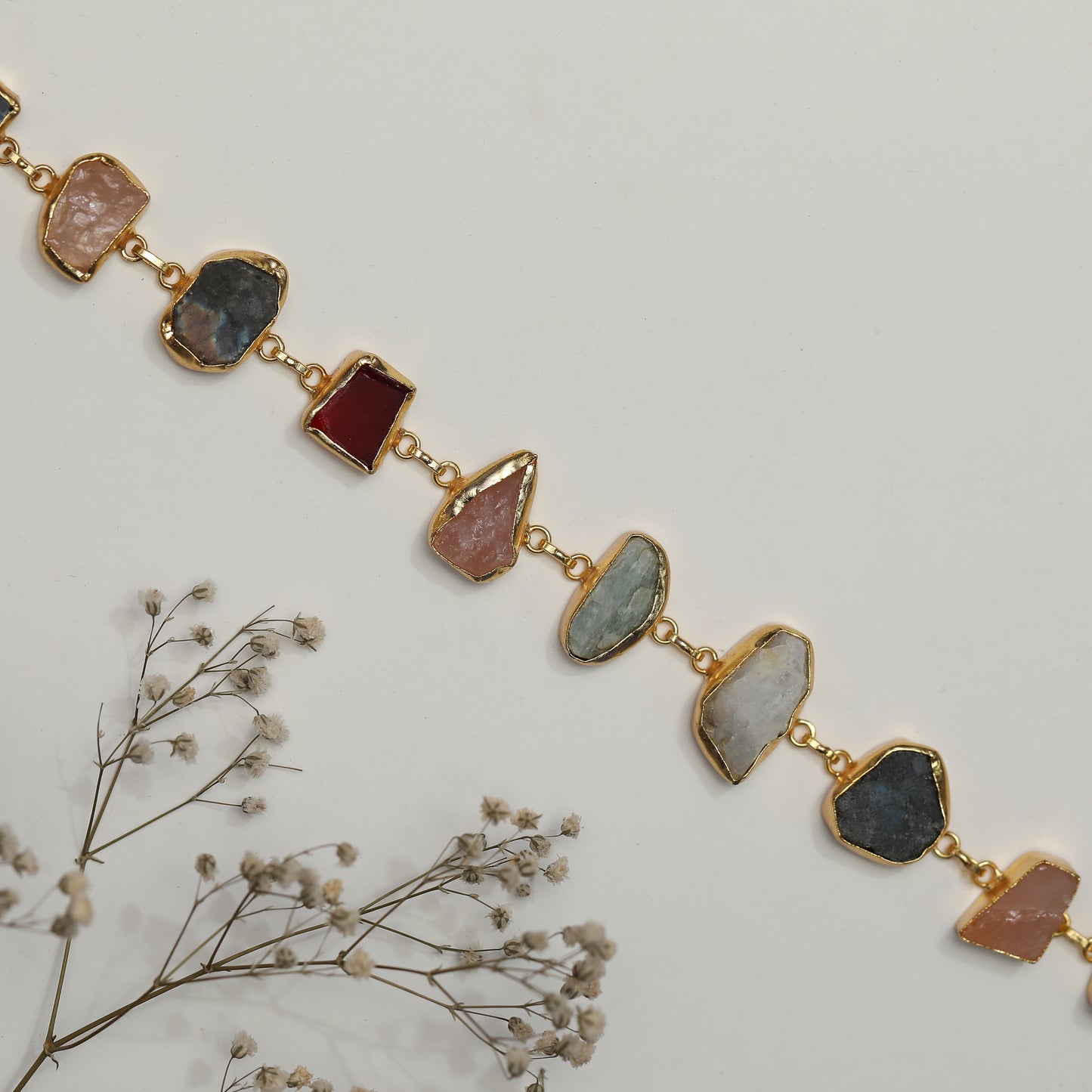 Multicolore raw stone necklace