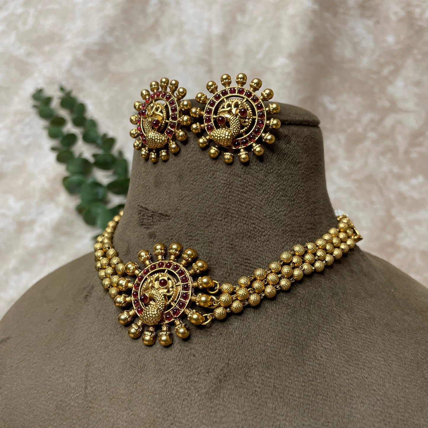 Dharani gold bead Necklace/Choker Set