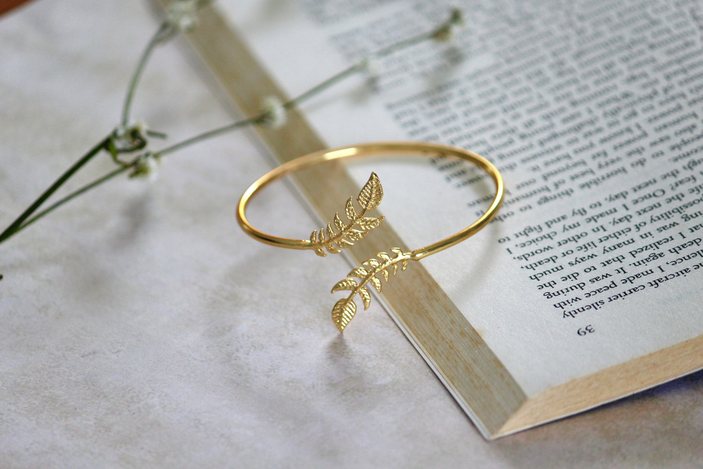 Feathery Gold Bangle