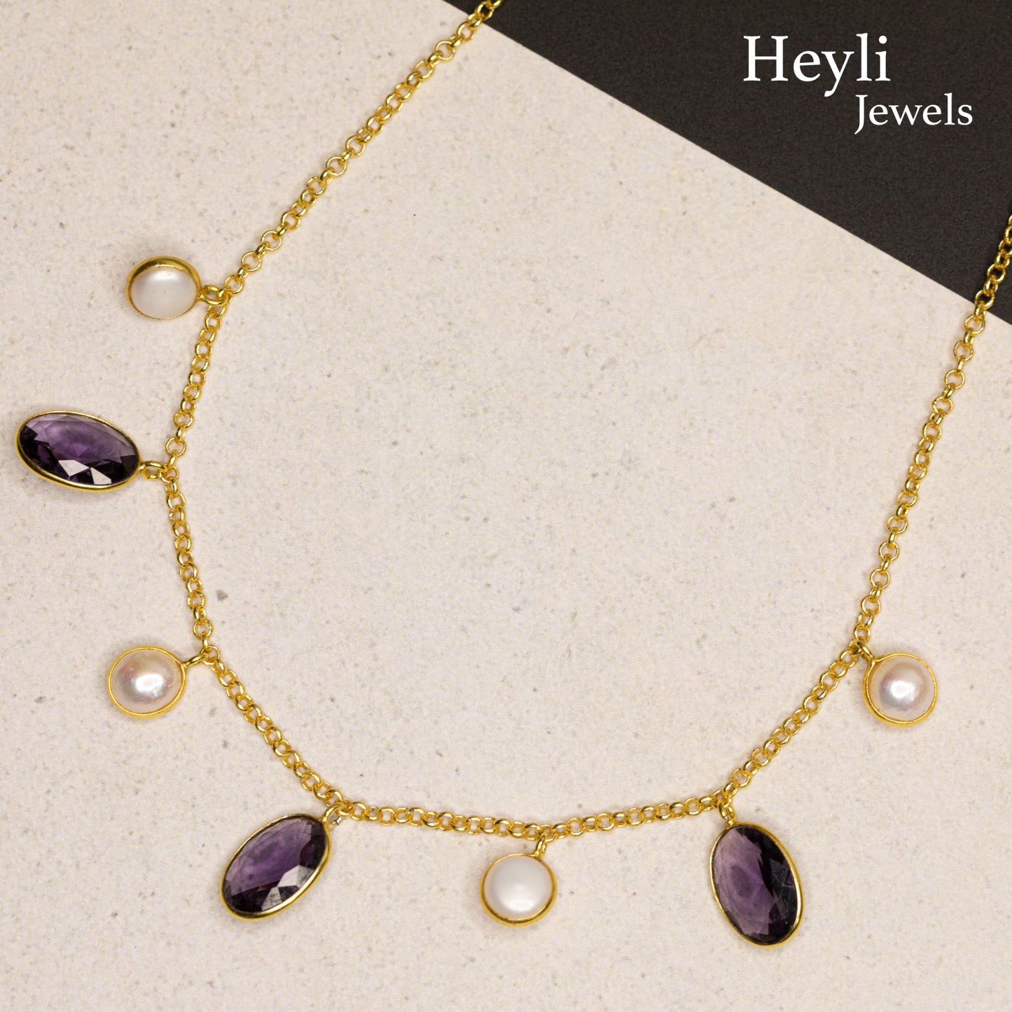 Purple Glossy and mop stone Necklace