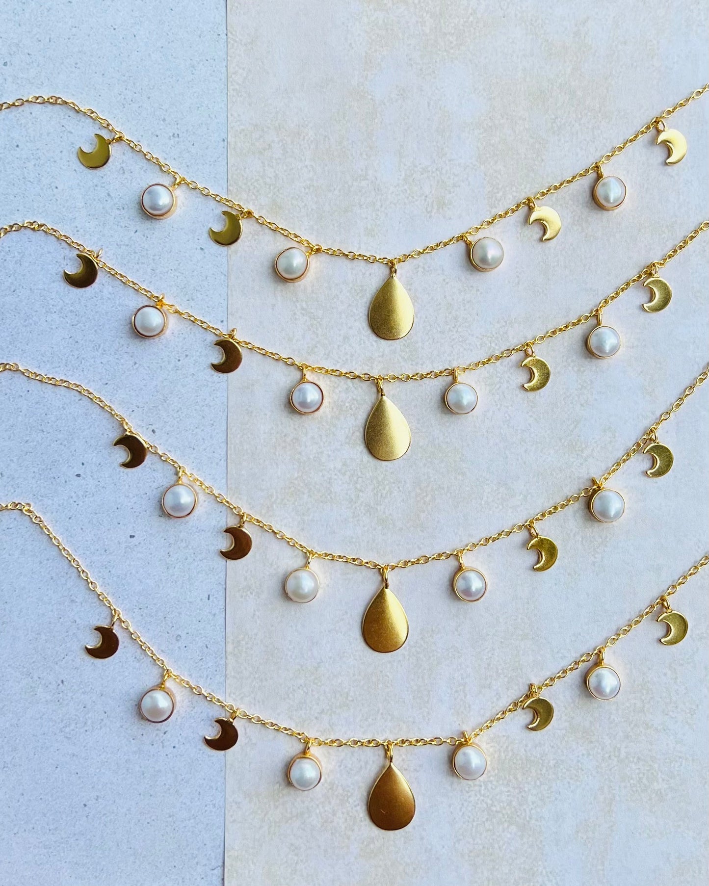 Pearl and half moon Necklace