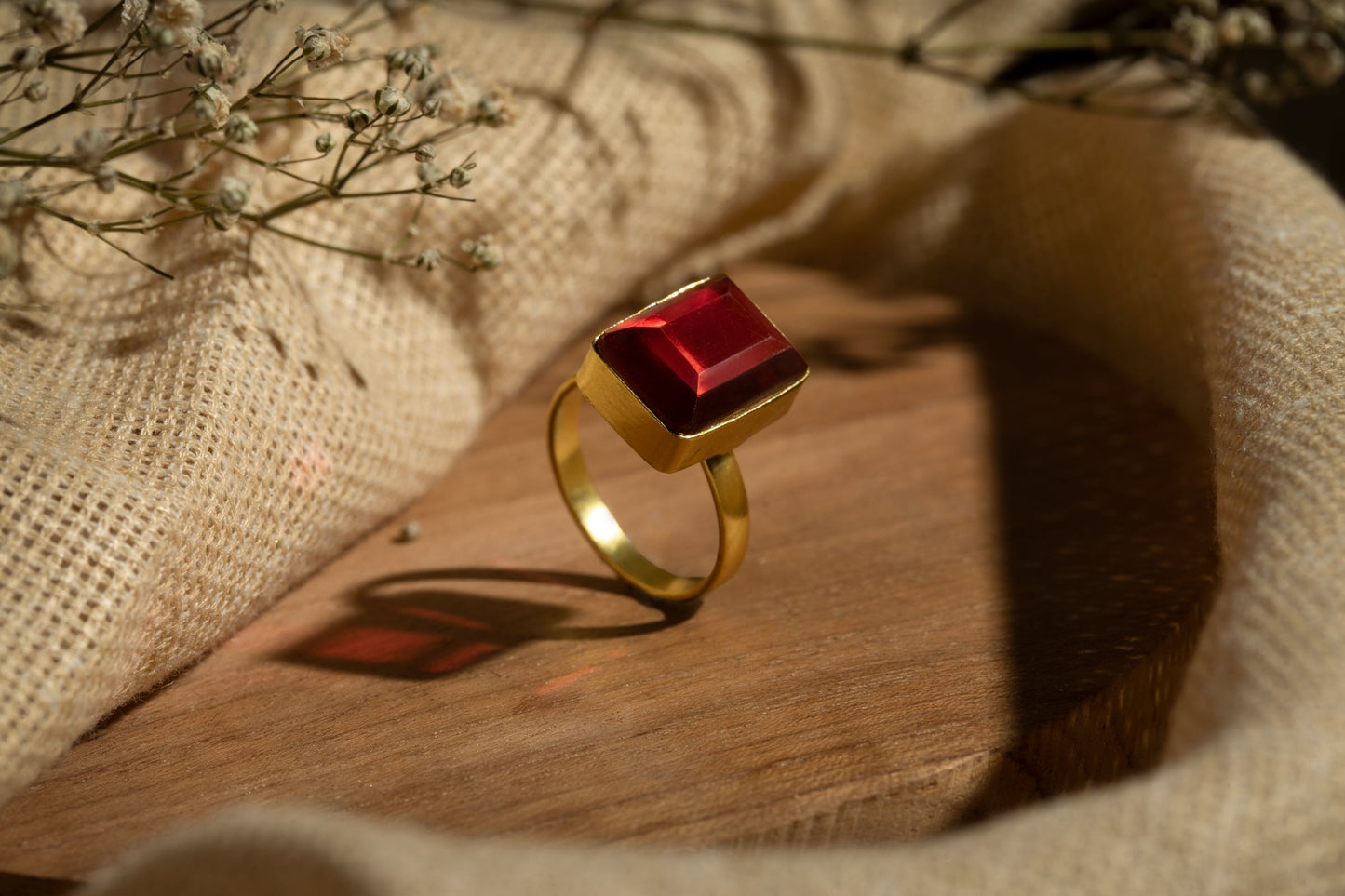 Glossy Maroon stone ring