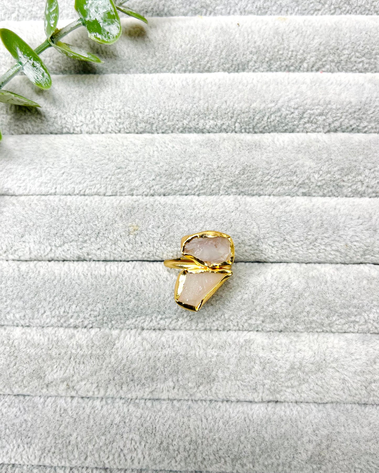Exquisite Raw double stone Ring (ONION PINK)