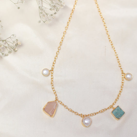 Raw stone and Mop stone necklace