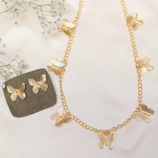 Butterfly necklace with stud