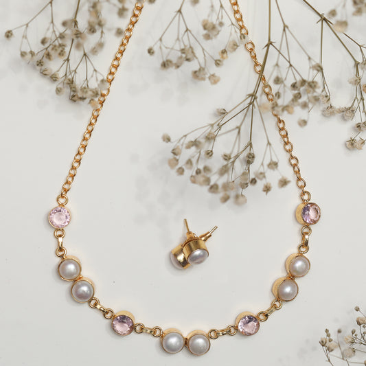Quinn Pearl and Glossy Stone Necklace