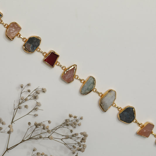 Multicolore raw stone necklace