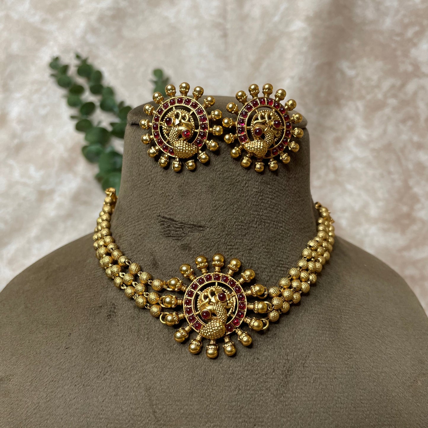 Dharani gold bead Necklace/Choker Set