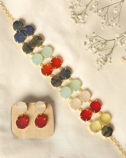 Bold matte finish stone Choker with Matching stud