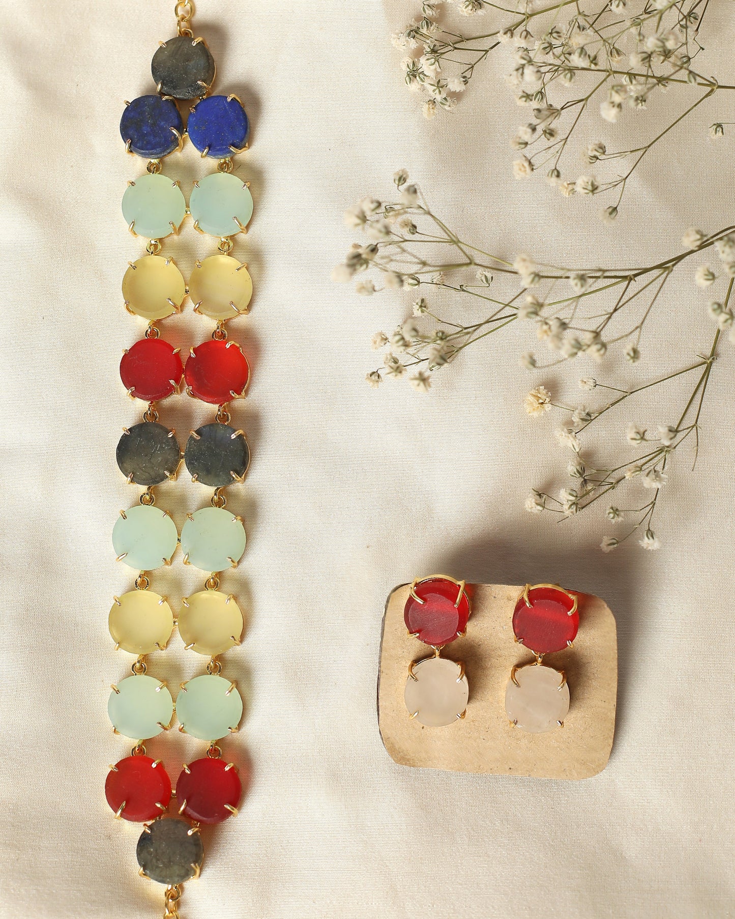 Bold matte finish stone Choker with Matching stud