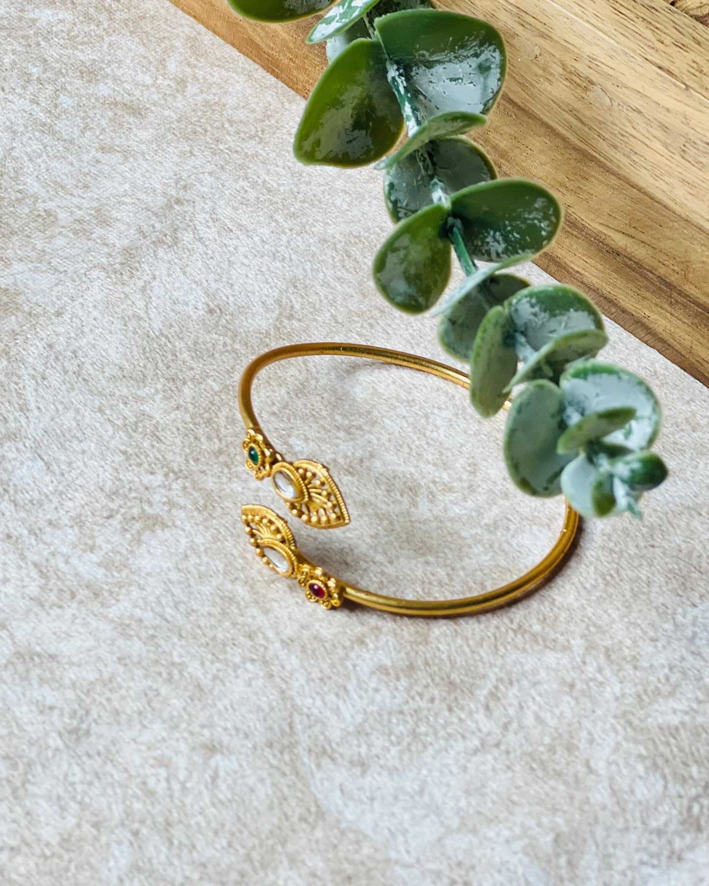 Ruby and Green Stone Traditional Bangle