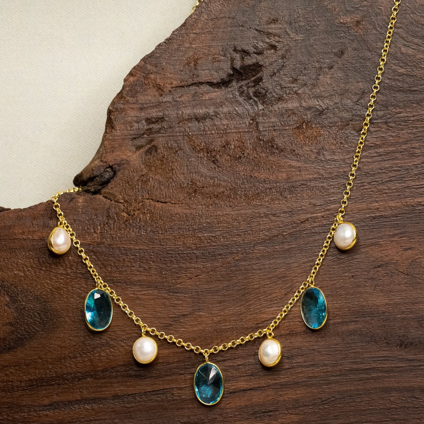 Baby blue Glossy and mop stone Necklace