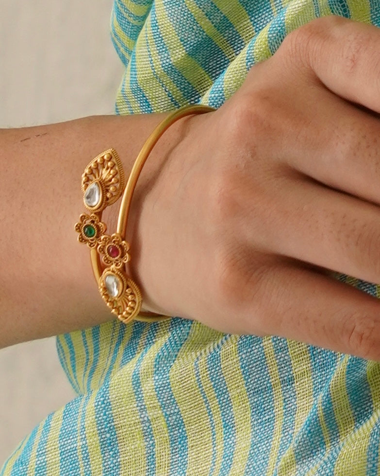 Ruby and Green Stone Traditional Bangle