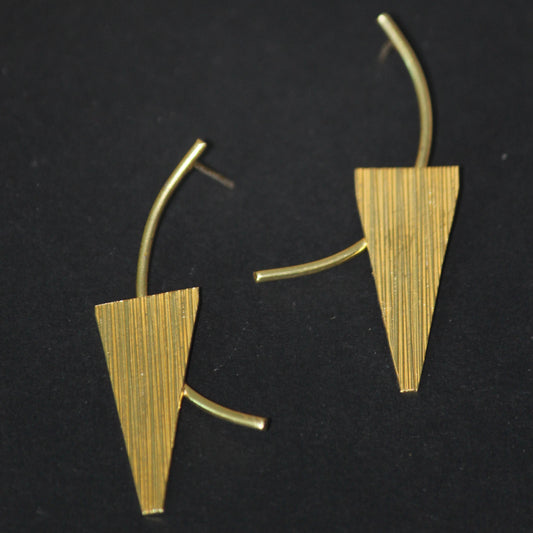 Inverted triangle brass gold plated earring