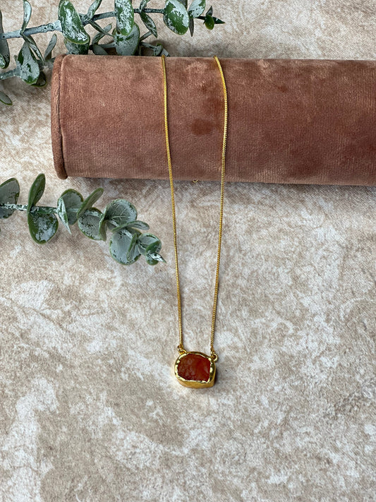 Terracota Raw Stone Chain /Necklace