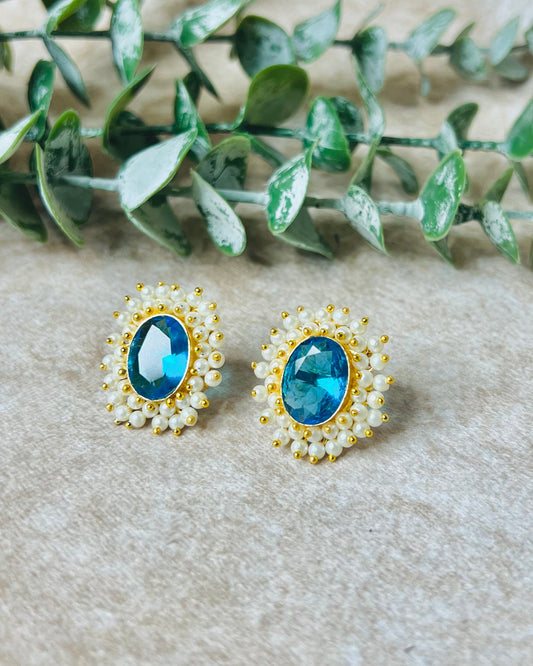 Hahi Pearl & Glossy Sky Blue StoneStud
