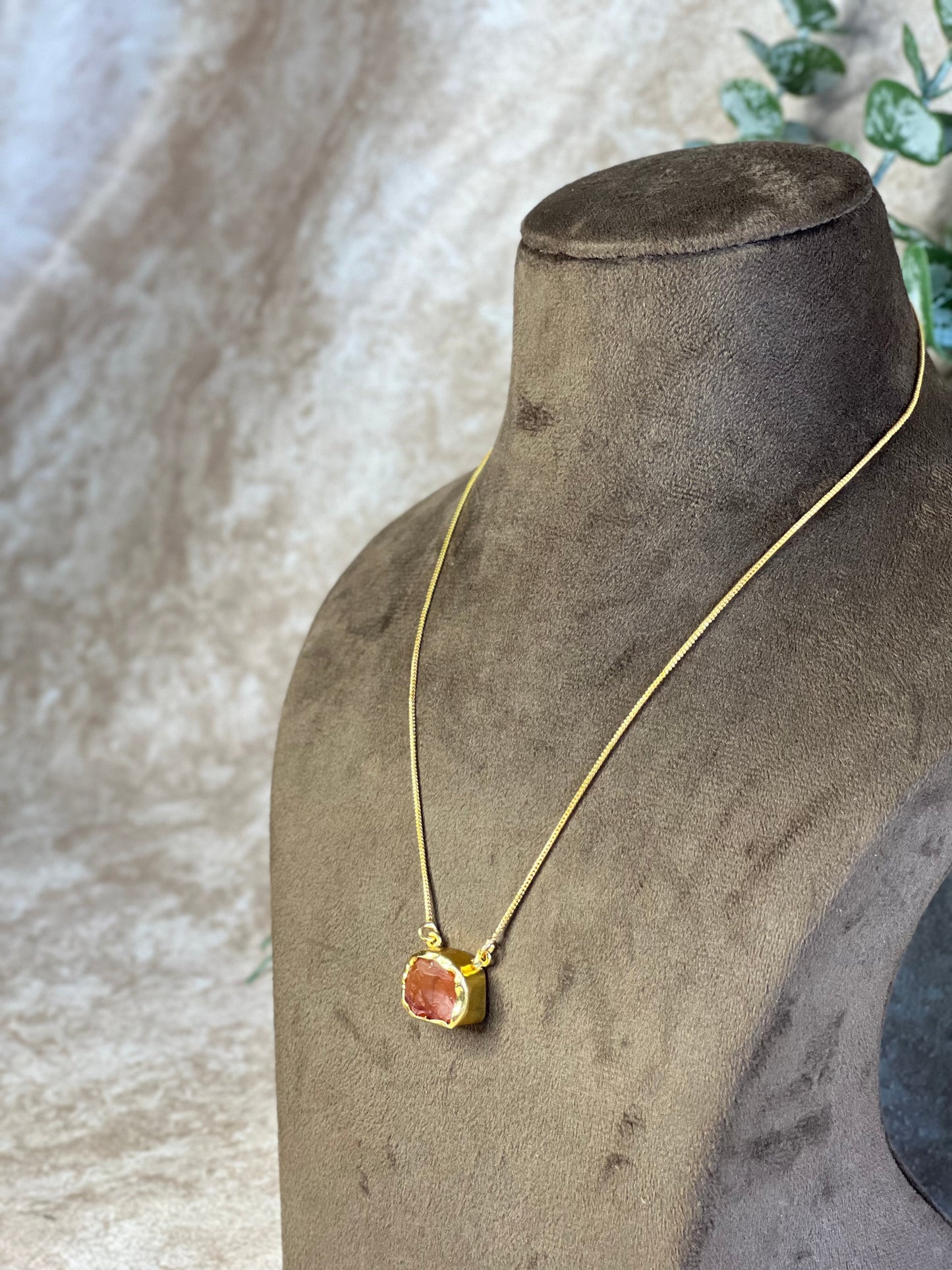 Terracota Raw Stone Chain /Necklace