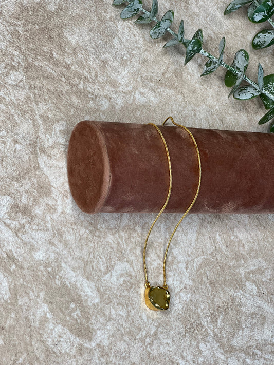 Dark Green Raw Stone Chain /Necklace