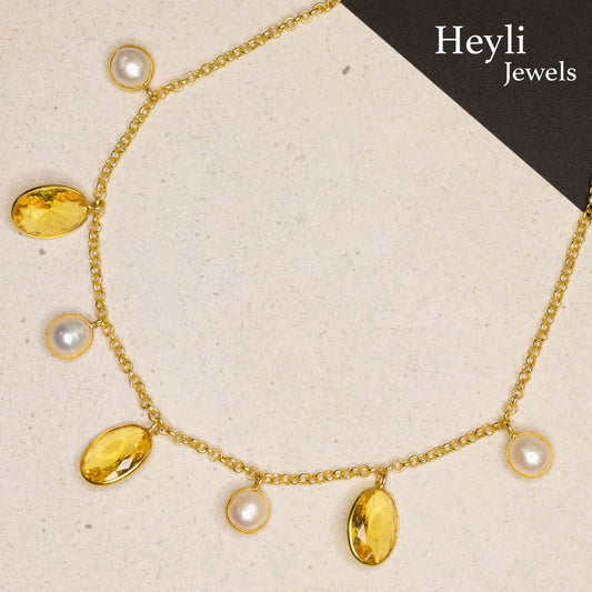 Yellow Glossy and mop stone Necklace