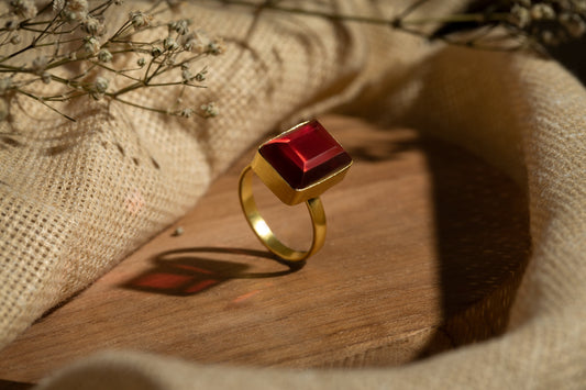 Glossy Maroon stone  ring