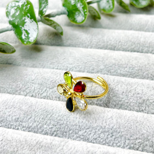 Bloom glossy stone  ring