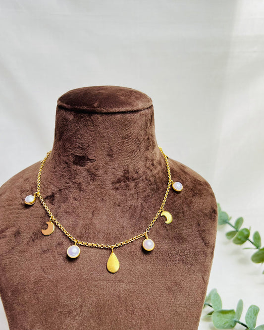 Pearl and half moon Necklace